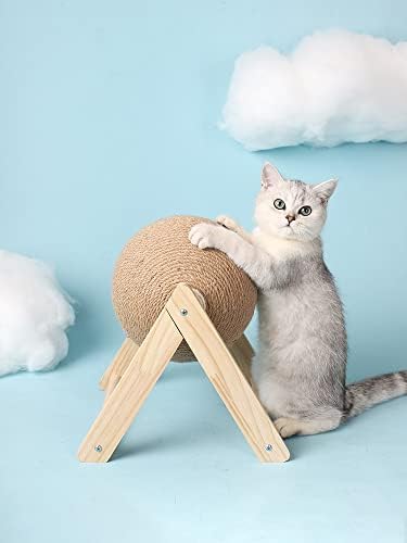 IULJH Kedi Tırmalama Topu Ahşap Standı Pet Mobilya Sisal Halat Topu Oyuncak Yavru Tırmanma Scratcher Taşlama Pençeleri Kazıyıcı Oyuncaklar