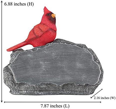 Taş Üzerinde Mini Kırmızı Kardinal Kuş Süslemeli Claratut Kişiselleştirilmiş Evcil Hayvan Anıt Taşları Mezar İşaretleri, Açık Arka