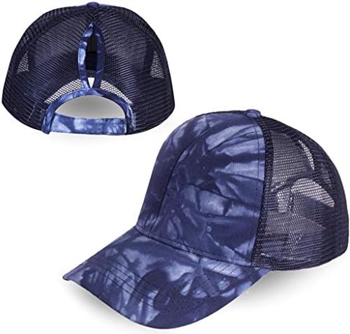 Tantısy Kravat boya Ayarlanabilir Vizör Kadın Erkek beyzbol şapkası Moda At Kuyruğu Dağınık Topuz Düz Kamyon Şoförü güneş şapkası Snapback