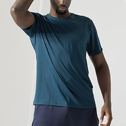 2023 Yeni Yaz Yuvarlak Boyun Yarım Kollu İnce Buz İpek kısa kollu tişört erkek Düz Renk Spor Çabuk Kuruyan T