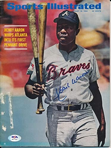 Hank Aaron İmzalı 1969 SI Dergisi İmza Otomatik PSA / DNA AK71222 - İmzalı MLB Dergileri