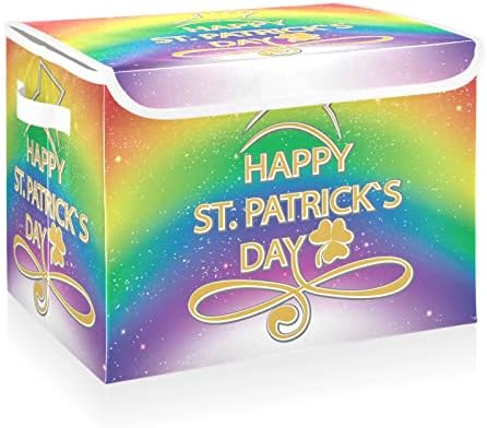 CaTaKu Aziz Patrick Günü Gökkuşağı Kapaklı ve Kulplu eşya kutuları, Kumaş Büyük Saklama Kabı Kapaklı Küp Sepet Giysi Düzenlemek için
