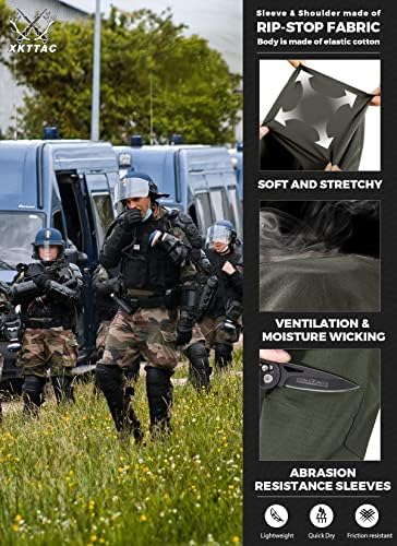 XKTTAC Savaş Gömlek Erkekler için 2 Cepli Taktik-Askeri-Airsoft Dişli Güvenlik Multicam BDU Ordu Kamuflaj Paintball