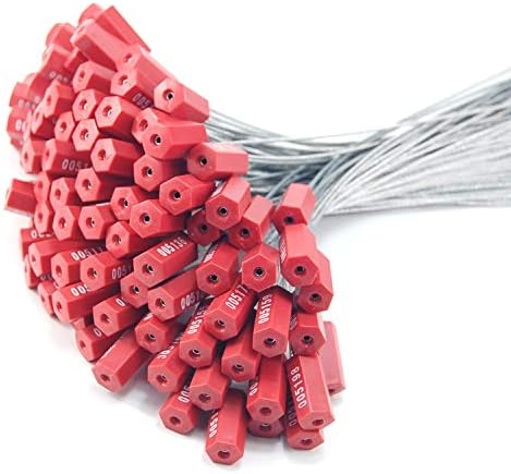 Pull-Tite Çelik Güvenlik Kablo Tel Mühürler Numaralı Anti-Sabotaj Güvenlik Etiketleri (Kırmızı, 50 adet Paketi)