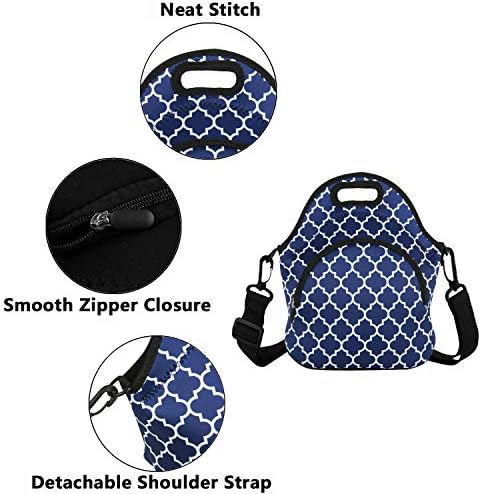Armofit Mavi Neopren Öğle Yemeği Çantası Katlanabilir yemek taşıma çantası Ayrılabilir Kayış ve Ekstra Cep Erkekler Kadınlar için Erkek