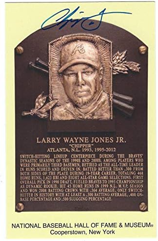 İmzalı Chipper Jones Hall of Fame Altın Plak posta kartı İle JSA COA-MLB Kesim İmzaları
