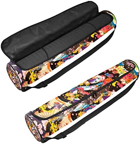 RATGDN Yoga Mat Çantası, Japon Geyşa Kız egzersiz Yoga matı Taşıyıcı Tam Zip Yoga Mat Taşıma Çantası Ayarlanabilir Kayış ile Kadınlar