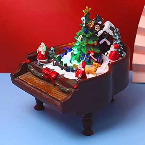 ULTNICE Ev Dekor Işıklı Noel Evi Köy Önceden aydınlatılmış Noel Koleksiyon Binaları Centerpiece Minyatür Piyano Evi Aydınlatma DIY