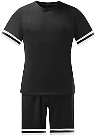 JİNF Şort Yaz Setleri ve Pantolon 2 Parça erkek Patchwork Kıyafet-Plaj Kollu Kısa Gömlek Takım Elbise ve Setleri Pamuk Eşofman