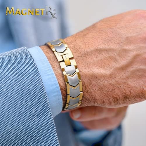 MagnetRX ® Ultra Güçlü Manyetik Bilezik-Erkekler için Etkili Paslanmaz Çelik Metal Bilezikler-Mükemmel Uyum için Boyutlandırma Aracıyla