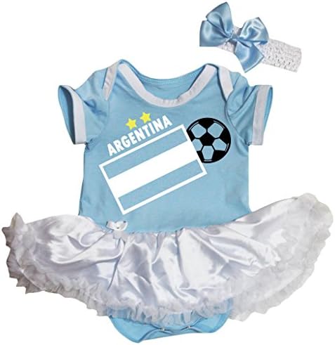 Petitebella Arjantin Bayrağı Futbol Bebek Elbisesi Nb-18m