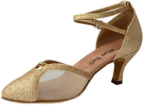 BlueBell Ayakkabı El Yapımı kadın Balo Salonu Latin Yarışması Dans Ayakkabıları-Kım 2.5 Topuk-Altın Glitter