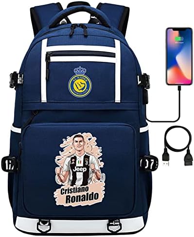 Klasik Cristiano Ronaldo Sırt Çantası ile USB şarj portu-Genç Çocuk Hafif Okul Bookbag Günlük Sırt Çantası Çocuklar için