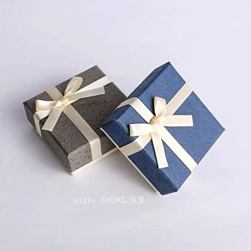 TJLSS Güzel İlmek Kare mücevher Kutusu Karton hediye paketi Kutusu Mavi Gri Küpe Kolye Yüzük Ekran Ambalaj 5 kutu/torba (Renk: Kahverengi,