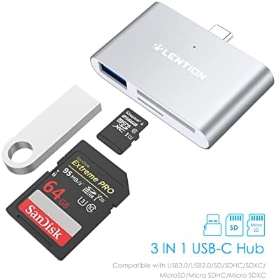 LENTİON USB C'den SD/Micro SD Kart Okuyucuya USB 3.0 Adaptörlü Uyumlu 2023- MacBook Pro, Yeni iPad Pro / Mac Air, Yüzey, Telefon