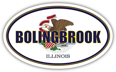 Bolingbrook Şehir Illinois Eyalet Bayrağı / IL Bayrağı Olacak İlçe Oval Devlet Renk TAMPON çıkartması Araba Çıkartması 3x5 inç