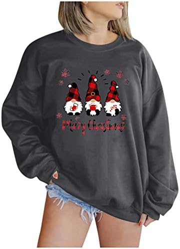 Bayan Sonbahar Üstleri Tekne Boyun Merry Christmas Kış Giysileri Kadınlar için Artı Boyutu Büyük Boy Komik Spor Gömlek