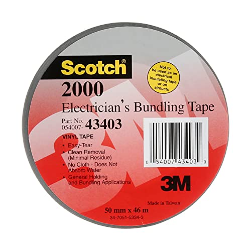 3M 2000-2X50YD Scotch Elektrikçiler Koli Bandı 2000, 2 X 50 YD, 12 RULO Ekran, Gri