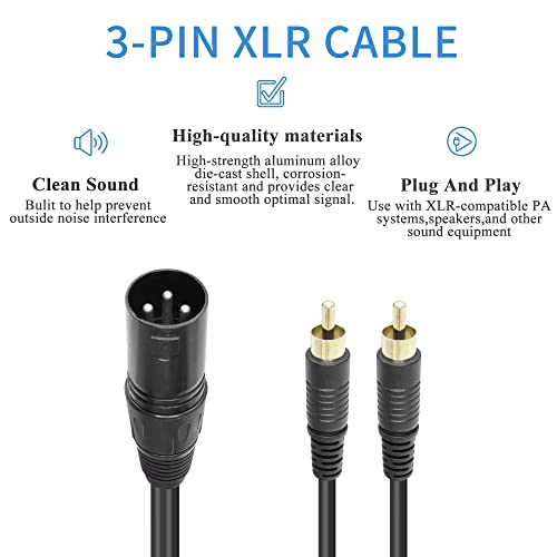 QİANRENON XLR Erkek Çift RCA Erkek Stereo Splitter Kablo 3-Pin XLR 2 RCA Mono Y Splitter Dönüşüm Uzatma Ses Kablosu,Mikser Amplifikatör