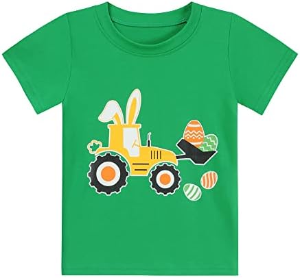 Çocuklar Paskalya Gömlek Yeşil Yürüyor Boys Tees Traktör Yaz kısa kollu tişört Kıyafet paskalya tavşanı Yumurta Üst 2-7 yıl