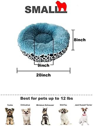 Labpepet Yıkanabilir Köpek Kabarık Desen Yuvarlak Yatak Küçük, Çörek Köpek Yatağı Küçük Köpek, Rahat Köpek Sakinleştirici Fantezi Kucaklayıcı