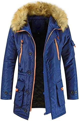 LuvlC Ceketler Erkekler İçin, Büyük Boy Kapitone Kapşonlu Kışlık Mont Dış Giyim, Rahat Şık Sıcak Fermuar Parkas Cepler İle