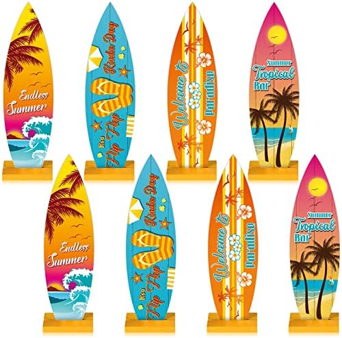 8 Adet Sörf Tahtası Masa Süslemeleri Sörf Tahtası Plaj İşaretleri Cennete hoş geldiniz İşareti Tropikal bar masası Centerpieces Sonsuz