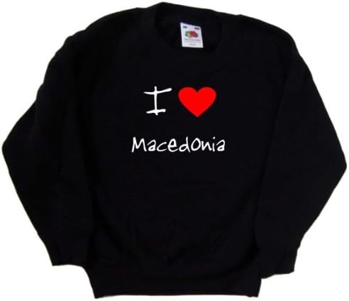 I Love Heart Makedonya Siyah Çocuk Sweatshirt