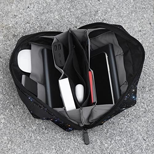 Taşıma çantası Seyahat Kılıfı Çanta USB Kablosu Organizatör Cep Aksesuar Fermuar Cüzdan, Yıldız Evren Galaxy