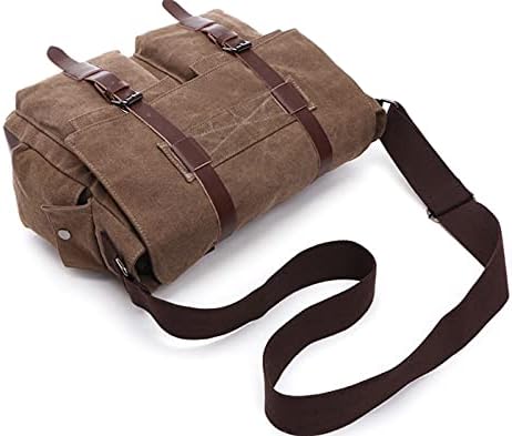 IBLUE Erkek X Büyük kanvas postacı çantası Retro Deri Trim omuz çantaları Laptop Çantası Askeri Crossbody Çanta