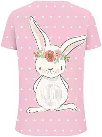 Paskalya Gömlek Kadınlar için Tavşan Gömlek Sevimli Tavşan Grafik Tee Yaz Rahat V Boyun Kısa Kollu Gömlek