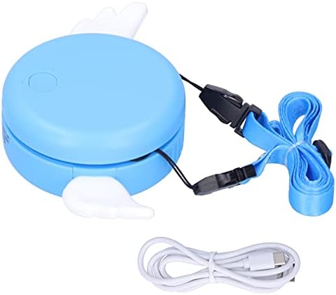 GLOGLOW Boyun Fanı Fansız Asılı Fan Elektrikli Fan Eller Serbest USB Şarj Sessiz spor Fanı Açık Ev Okulu için 1200mAh Pil (mavi)