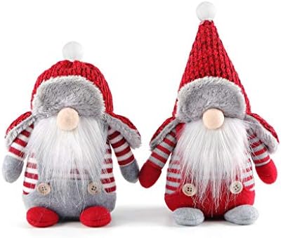 skyfiree 2 PCS El Yapımı İsveç Noel Gnome Tomte İsveç Santa Peluş Elf Oyuncak Oturan Kısa Bacaklı için Noel Ağacı Dekorasyon doğum