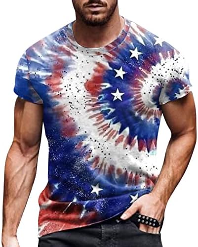 Yaz Tişörtleri Gömlek Erkekler için Erkekler Bahar ve Yaz Bağımsızlık Günü Kutlama Rahat Vintage Egzersiz Gömlek