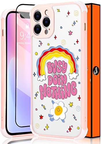 Shorogyt iPhone için Kılıf 13 Pro Max-6.7 Sevimli Pembe Komik Renkli Gökkuşağı Kızlar Estetik Tasarımcı Kawaii Girly Tasarım Desenli
