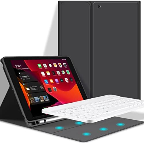 JKSML 10.2 inç Klavye ipad kılıfı 9th/8th / 7th Nesil, 2021/2020/2019 Gen Kılıf ile kalemlik, standı Folio Ayrılabilir Bluetooth Klavye