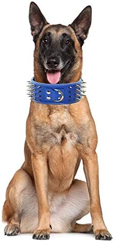 Pimaodog Çivili köpek tasması, 3 Keskin Çivili Deri köpek tasması fit Eğitim,Spor,Yürüyüş,Orta,Büyük,X-Large,Pitbull için, Labrador,