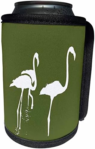 3dRose Minimalist Üç Flamingo Yeşil Kutu Soğutucu Şişe Sargısı Üzerinde Beyaz Siluet (cc-361016-1)
