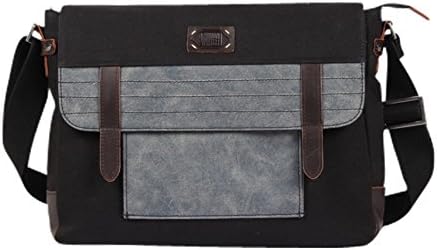 Messenger Erkek Çanta, Omuz Deri Deri Vintage kanvas postacı çantası Seyahat İçin Çalışmak İçin Dizüstü Bilgisayar-32x24x9cm(12.6x9.4x3.5