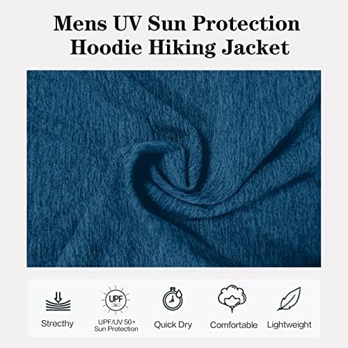 Erkek UPF 50 + UV Tam Zip Güneş Koruma Hoodie Ceket Başparmak Delikleri ile Soğutma Hafif Balıkçılık Yürüyüş Soğutma Gömlek Erkekler