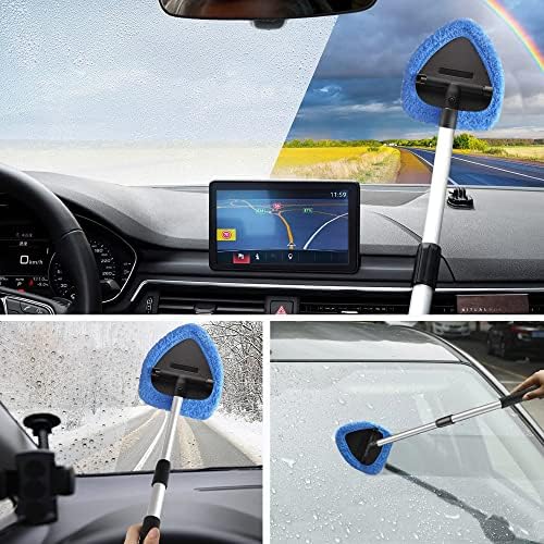 ASAHEL araç ön camı Temizleme Aracı İçinde Pencere Buğu Çözücü Klima Havalandırma 22.8 in Geri Çekilebilir Kolu Rotasyon 2 Yıkanabilir