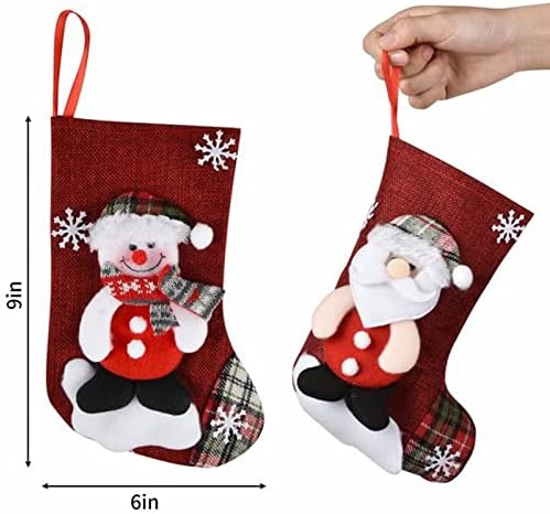 Çocuklar Hediyeler Santa Kardan Adam Ren Geyiği Ayı Noel Çorap Süslemeleri Kırmızı Keten Noel Kar Garland Şömine için
