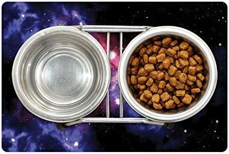 Yiyecek ve Su için Lunarable Outer Space Pet Mat, Outer Space Cosmos Güneş Baskısında Tozlu Gaz Bulutu Bulutsusu ve Yıldız Kümeleri,
