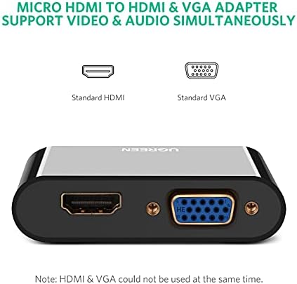 UGREEN Aktif Mikro HDMI HDMI VGA Video Dönüştürücü Adaptörü ile 3.5 mm Ses Jakı Mikro HDMI Adaptörü Ultrabooks Tabletler Kameralar