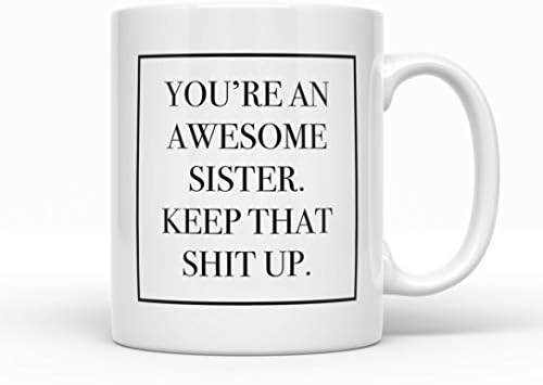 Kız kardeşi için komik hediye - Onun için takdir hediyesi kahve kupası, Doğum günü için orijinal hediye fikri, Emeklilik, Kız kardeşi