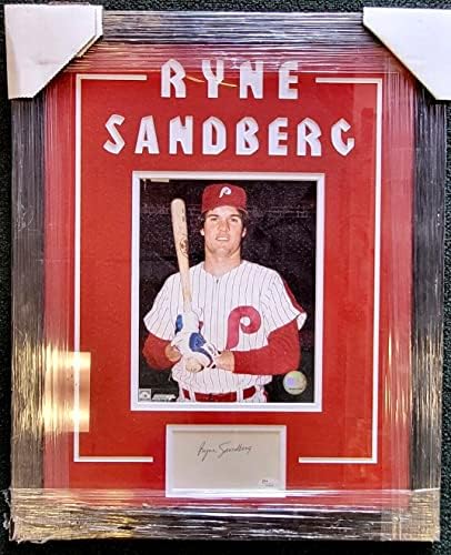 Ryne Sandberg Phillies İmzalı İmzalı İndeks Kartı Keçeleşmiş ve Çerçeveli Jsa Coa-MLB İmzaları Kesti