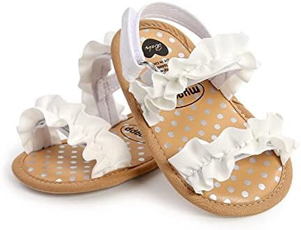 CoKate Bebek Kız Sandalet Fırfır İlmek Premium Yumuşak Taban Kaymaz Burnu açık Nefes Yaz Açık İlk Yürüteç Ayakkabı Bebek Sandalet 0-3