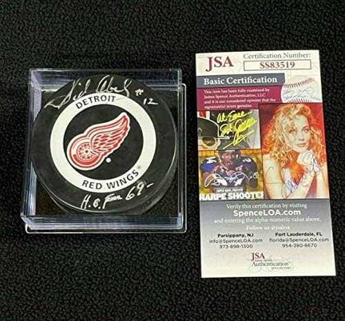 Sid Abel İmzalı ve Yazılı Detroit Red Wings Resmi Oyun Diski JSA COA İmzalı NHL Diskleri