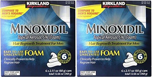 Erkekler için Kirkland Signature mCnDDN Minoksidil Köpük, 12.6 oz, 6 Aylık Tedarik (2 Paket)