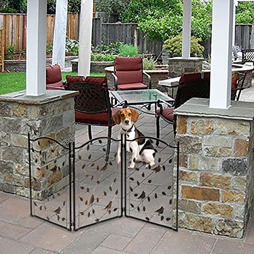 Etna 3 Panel Evcil Hayvan Kapısı - Merdivenler için Üç Katlı Metal Yaprak Kuş Köpek Kapısı, Bağımsız Köpek Kapıları, Küçük Köpekler